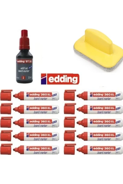 Edding 360 Xl Tahta Kalemi 10'lu Set( Mürekkep & Tahta Silgisi ) tkm - Resim 2