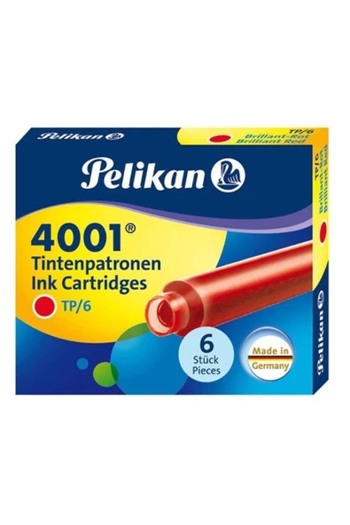 Pelikan Tp6x Dolma Kalem Kartuşu Kırmızı - 1