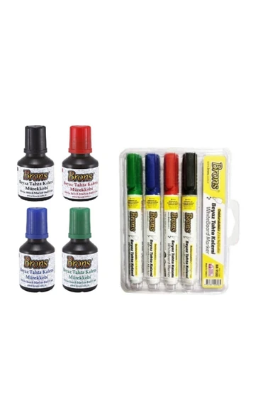 Brons 30 Cc Tahta Kalem Mürekkebi 4'lü Set 4 Adet Mürekkep Ve 4 Adet Tahta Kalemi ürün görseli 1