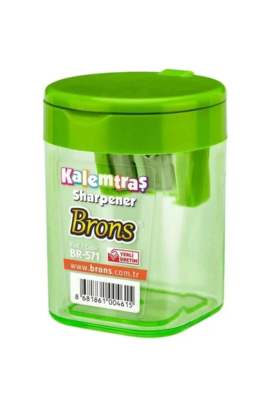Brons Br-571 Hazneli Kapaklı Çift Delikli Silindir Kalemtraş - 1