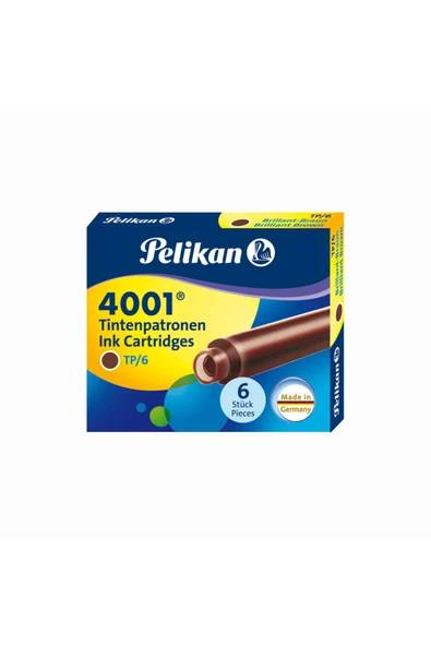 Pelikan 4001 6'lı Kısa Kartuş TP/6 Kahverengi ürün görseli 1