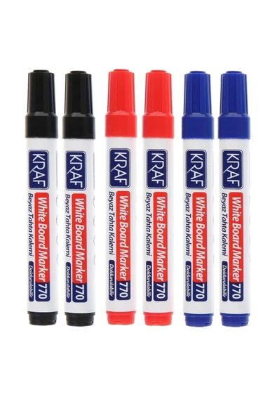 KRAF 770 Doldurulabilir Beyaz Tahta Kalemi 6'lı Set - 1