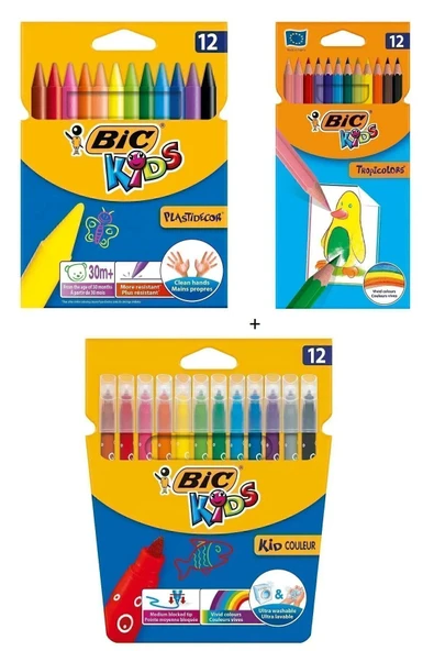 Bic Pastel Boya Kalemi 12'li Kuru Boya Kalemi 12'li Yıkanabilir Keçeli Boya Kalemi 12'li ürün görseli