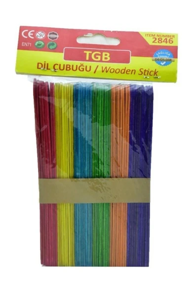 TGB Geniş Dil Çubuğu Renkli 50 Adet - 1