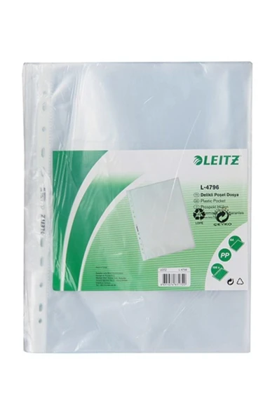 Leitz A4 Şeffaf Dosya Föy Poşet Dosya 100'lü 1 Paket L-4796 ürün görseli 1
