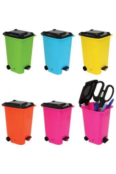 Ark Masaüstü Model Kalemlik, Mini Çöp Kutusu , Mini Konteyner -pembe- - 1