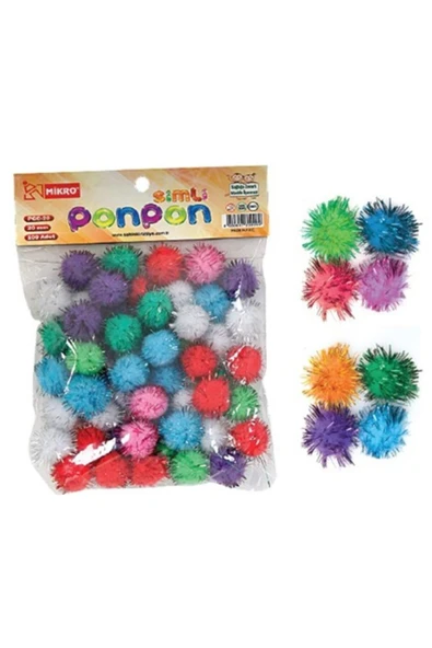 Mikro Simli Ponpon Set 20 mm 100'lü Pgc-20*12 ürün görseli 1