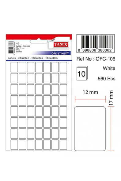 Tanex Beyaz Etiket Ölçü : 12×17 Mm Ofc-106 - 1