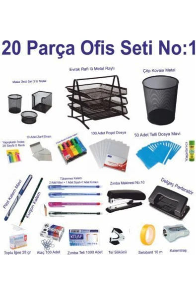 Ark Ofis Seti Masa Üstü Set 20 Parça No-1 ürün görseli 1