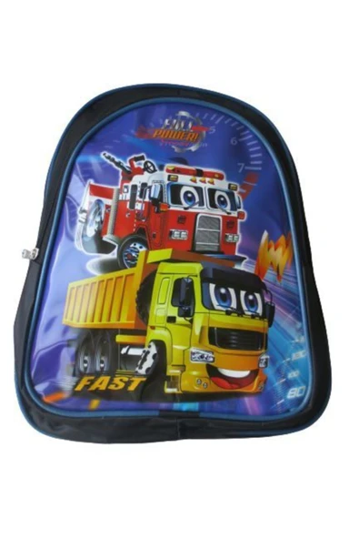 Mikro Erkek Çocuk Beslenmeli Okul Çantası - 3 Bölmeli Fermuarlı Okul Beslenme Çantası Kalemlik Hediyeli - 2