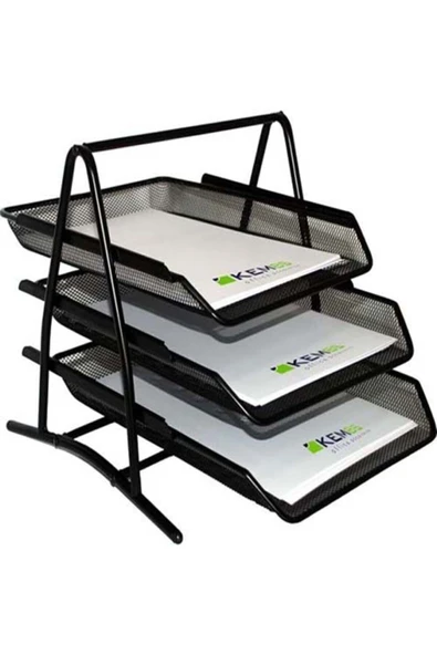 Mas A4 Evrak Rafı Metal Üçlü Perfore 3'lü Set (kalemlik, Ataşlık) Küp Blok - Resim 2