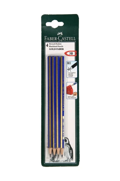 Faber Castell Faber-Castell Dereceli Kurşun Kalem Gold 3B Kartelali 4 Lü 5504112503 - 1
