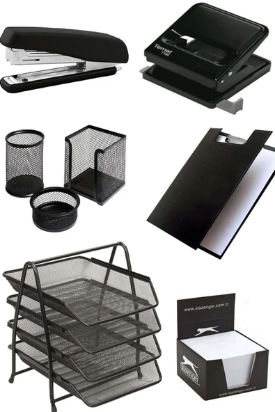 Mas Evrak Rafı Metal 4'lü Mekanizma Perfore 3'lü Set Ve Zımba Makinası Ergonomik Tasarım Kaneks ürün görseli 1