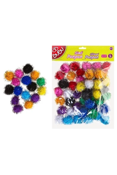 Bubu Bu-bu Ponpon Simli 3 Cm. 50li Karma (10X20) ürün görseli 1