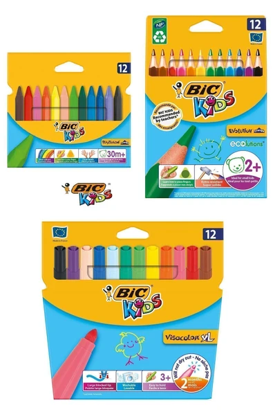 Bic Jumbo Keçeli Boya Kalem 12'li  Jumbo Kuru Boya Kalem 12'li  Üçgen Pastel Boya Kalemi 12'li ürün görseli 1