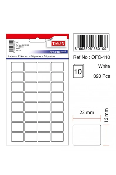Tanex Beyaz Etiket Ölçü : 22×16 Mm Ofc-110 - 1