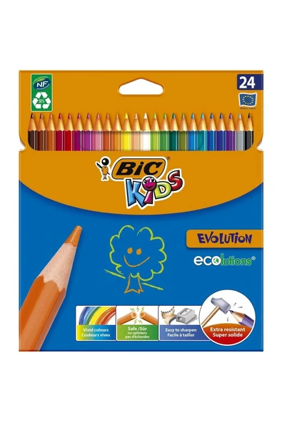 Bic Kuru Boya Kalemi Unisex Çocuk Kids Evolution 24 Renk ürün görseli 1