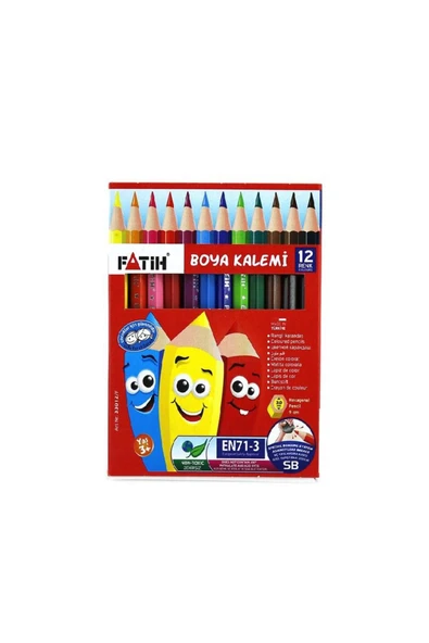 Fatih 12'li Yarım Boy Kuru Boya Kalem Seti / - Resim 2