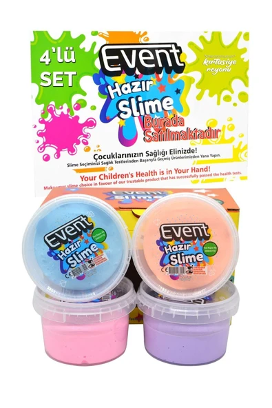 EVENT Özel Kutulu 4 Renk 180 Gr Hazır Slime Ce Belgeli Kaliteli Ürün Ele Yapışmaz - 1