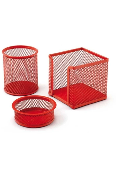 DRT Perfore 3 Lü Kırmızı Metal Masa Üstü Seti ürün görseli