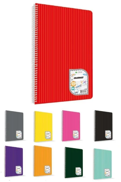 Uninote A4 Colormaxi Spiralli Defter Plastik Kapak 72 Yaprak Kareli 72/4 73002 6 Lı Paket T.d