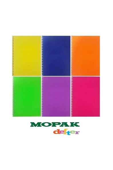 Mopak Spiralli Defter Şeffaf Kapaklı A4  120 Yaprak Çizgili Neon ürün görseli