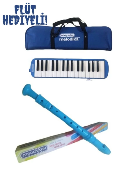 Helvacıoğlu Melodika Mavi 32 Tuşlu Melodika + 1 Adet Mavi Flüt Hediyeli - 1