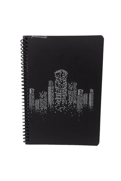 MEKAFİX Kapak Desenli Siyah Defter Siyah Yapraklı Defter - Siyah Sayfalı Defter Beyaz Jel Kalem Side - Resim 4