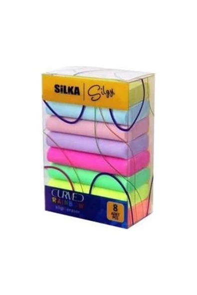 Silkar Silka Curved Rainbow 8li Silgi ürün görseli 1