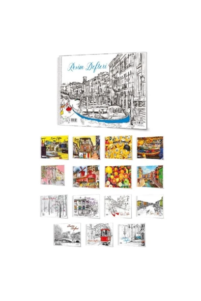 Defne ( 5 Adet ) 35x50 Cm. Telli Resim Defteri 15 Yp. Karton Kapak ürün görseli