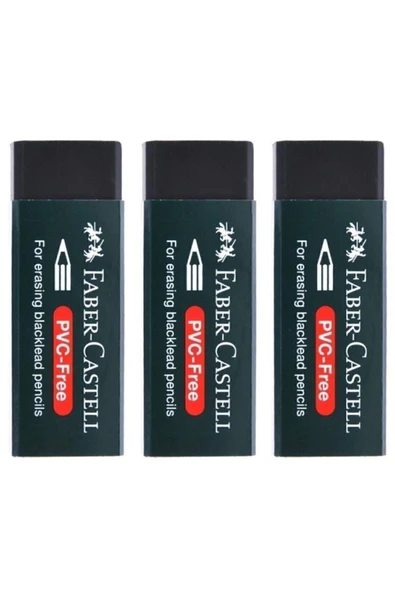 Faber Castell Pvc Free No:20 Büyük Boy Siyah Silgi(3 Adet) ürün görseli 1