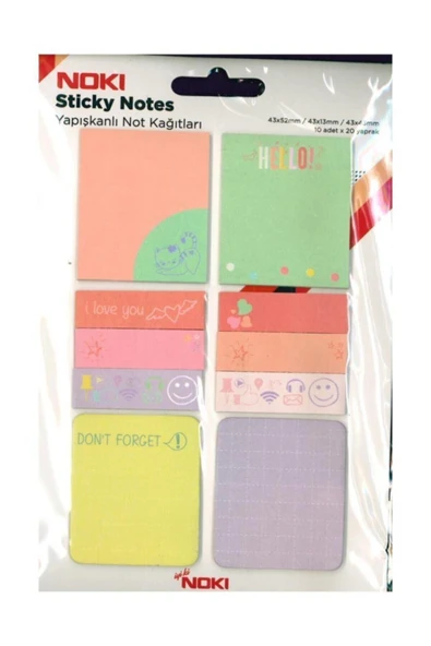 Noki Memo Baskılı Yapışkanlı Notlar Karışık Ölçü 20 Yaprak (postit) ürün görseli 1