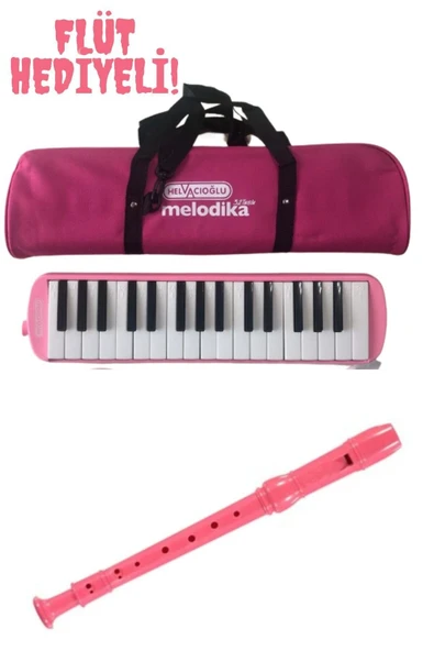 Helvacıoğlu Melodika Pembe 32 Tuşlu Melodika + 1 Adet Pembe Flüt Hediyeli - 1