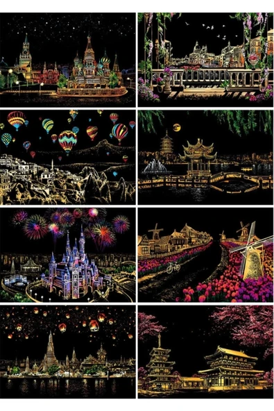 KIRTASİYEM Sihirli Gökkuşağı Kazımalı Sihirli Kağıt A4 10 Yaprak Kalemli ürün görseli