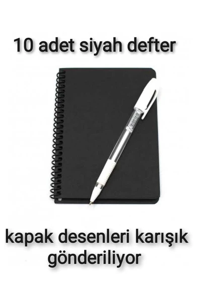 MEKAFİX 10'lu Siyah Defter Ve 10 Adet Beyaz Kalem ürün görseli