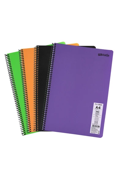 Mynote Flex Neon A4 Defter 96 Yaprak 2 Kareli 2 Çizgili Defter Seti - 2