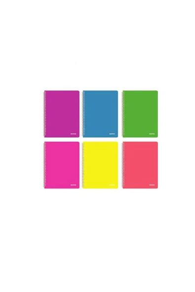 Mopak A4 72 Yaprak Spıralli- Plastik Kapak Defter Neon Cizgili ürün görseli 1
