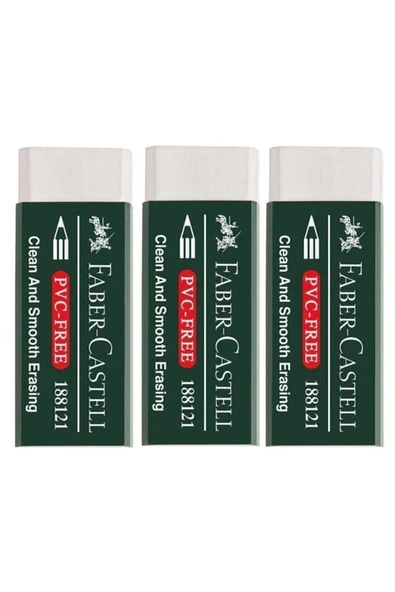 Faber Castell Pvc Free No:20 Büyük Boy Beyaz Silgi 3 Lü ürün görseli 1