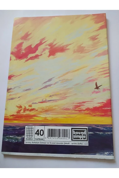 Sevinç Defter Bound Simple A4 40 Yaprak Tek Ortalı Kareli Kk Okul Defteri - 12 Adet - Resim 2