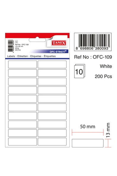 Tanex Ofc-109 Çıkartma Etiket 50x13 Mm 10 Lu - 1