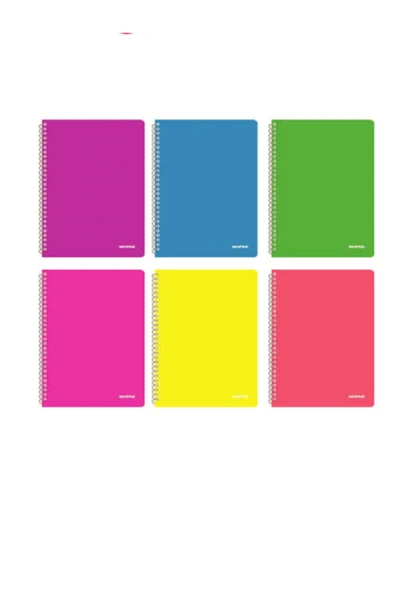 Mopak Plastik Kapak Neon A4 60 Yaprak Spiralli Kareli Okul Defteri ürün görseli
