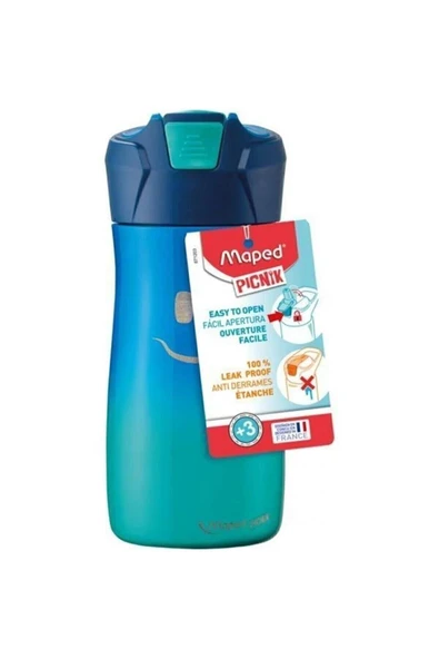 Maped Picnik 430ml Çelik Matara Gülen Yüz Figürlü Mavi 620ZSERI - 1