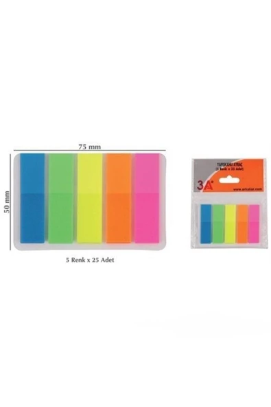 3A Yapışkanlı Ayraç Not Kağıdı 125adet Index - Resim 2