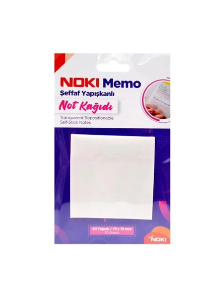 Noki Memo Şeffaf Yapışkanlı Not Kağıdı 50yp.75x75mm. - 12300 - 1