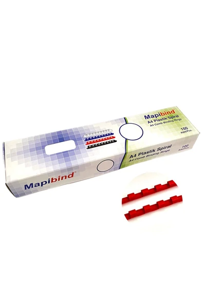 Mapi MAPİBİND 8MM PLASTİK SPİRAL KIRMIZI 100 AD. - 1