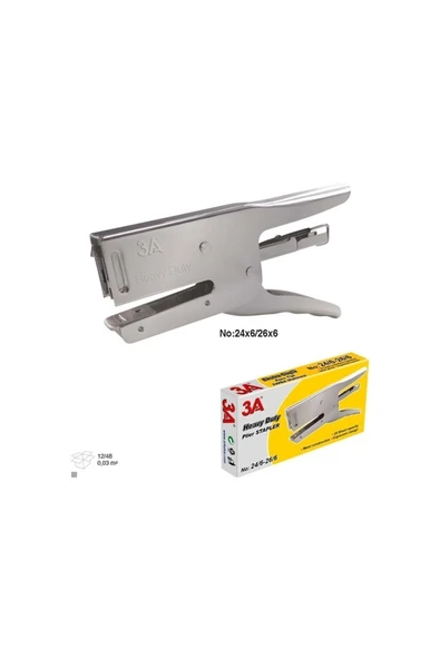 3A Pens Tipi Zımba Makinesi Gümüş Renk 24/6 (1 PK. Z. TELİ HEDİYE) ürün görseli 1