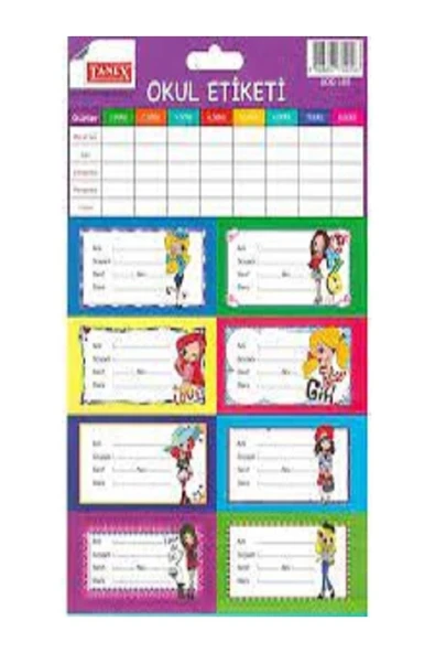 Tanex Okul Etiketi Ders Proğramlı Kız