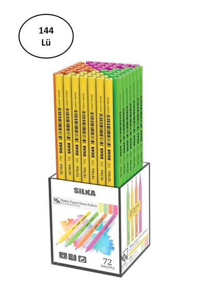 ShopZum Silka Kurşun Kalem Tet ra Neon Üçgen 144'lü ürün görseli 1