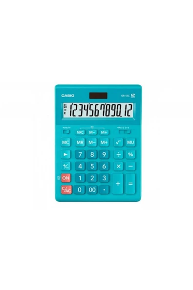 Casio GR-12C-LB 12 Hane Mavi Masa Üstü Hesap Makinesi - 1