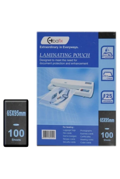 Bafix 66636 Laminasyon Filmi 6.5 Cm X 9.5 Cm 125 Micron 100 Lü (1 Paket 100 Adet) - 1